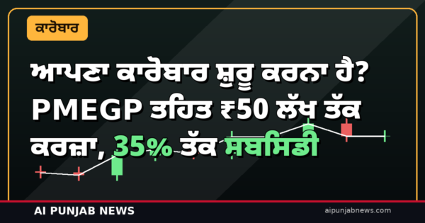 ਆਪਣਾ ਕਾਰੋਬਾਰ ਸ਼ੁਰੂ ਕਰਨਾ ਹੈ? PMEGP ਤਹਿਤ ₹50 ਲੱਖ ਤੱਕ ਕਰਜ਼ਾ, 35% ਤੱਕ ਸਬਸਿਡੀ — ਪੂਰੀ ਜਾਣਕਾਰੀ