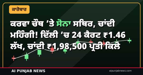 ਕਰਵਾ ਚੌਥ ’ਤੇ ਸੋਨਾ ਸਥਿਰ, ਚਾਂਦੀ ਮਹਿੰਗੀ! ਦਿੱਲੀ ’ਚ 24 ਕੈਰਟ ₹1.46 ਲੱਖ, ਚਾਂਦੀ ₹1,98,500 ਪ੍ਰਤੀ ਕਿਲੋ