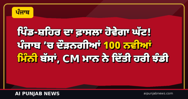 ਪਿੰਡ-ਸ਼ਹਿਰ ਦਾ ਫ਼ਾਸਲਾ ਹੋਵੇਗਾ ਘੱਟ! ਪੰਜਾਬ ’ਚ ਦੌੜਨਗੀਆਂ 100 ਨਵੀਆਂ ਮਿੰਨੀ ਬੱਸਾਂ, CM ਮਾਨ ਨੇ ਦਿੱਤੀ ਹਰੀ ਝੰਡੀ