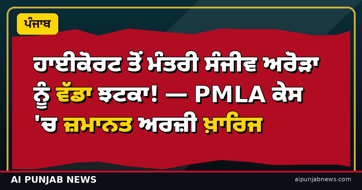 ਹਾਈਕੋਰਟ ਤੋਂ ਮੰਤਰੀ ਸੰਜੀਵ ਅਰੋੜਾ ਨੂੰ ਵੱਡਾ ਝਟਕਾ