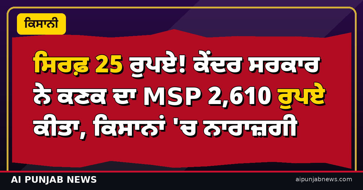 ਸਿਰਫ਼ 25 ਰੁਪਏ! ਕੇਂਦਰ ਸਰਕਾਰ ਨੇ ਕਣਕ ਦਾ MSP 2,610 ਰੁਪਏ ਕੀਤਾ, ਕਿਸਾਨਾਂ ‘ਚ ਨਾਰਾਜ਼ਗੀ