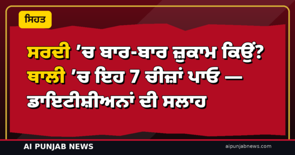 ਸਰਦੀ ’ਚ ਬਾਰ-ਬਾਰ ਜ਼ੁਕਾਮ ਕਿਉਂ? ਥਾਲੀ ’ਚ ਇਹ 7 ਚੀਜ਼ਾਂ ਪਾਓ — ਡਾਇਟੀਸ਼ੀਅਨਾਂ ਦੀ ਸਲਾਹ