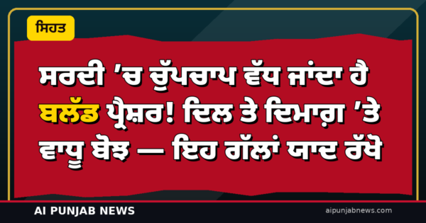 ਸਰਦੀ ’ਚ ਚੁੱਪਚਾਪ ਵੱਧ ਜਾਂਦਾ ਹੈ ਬਲੱਡ ਪ੍ਰੈਸ਼ਰ! ਦਿਲ ਤੇ ਦਿਮਾਗ਼ ’ਤੇ ਵਾਧੂ ਬੋਝ — ਇਹ ਗੱਲਾਂ ਯਾਦ ਰੱਖੋ