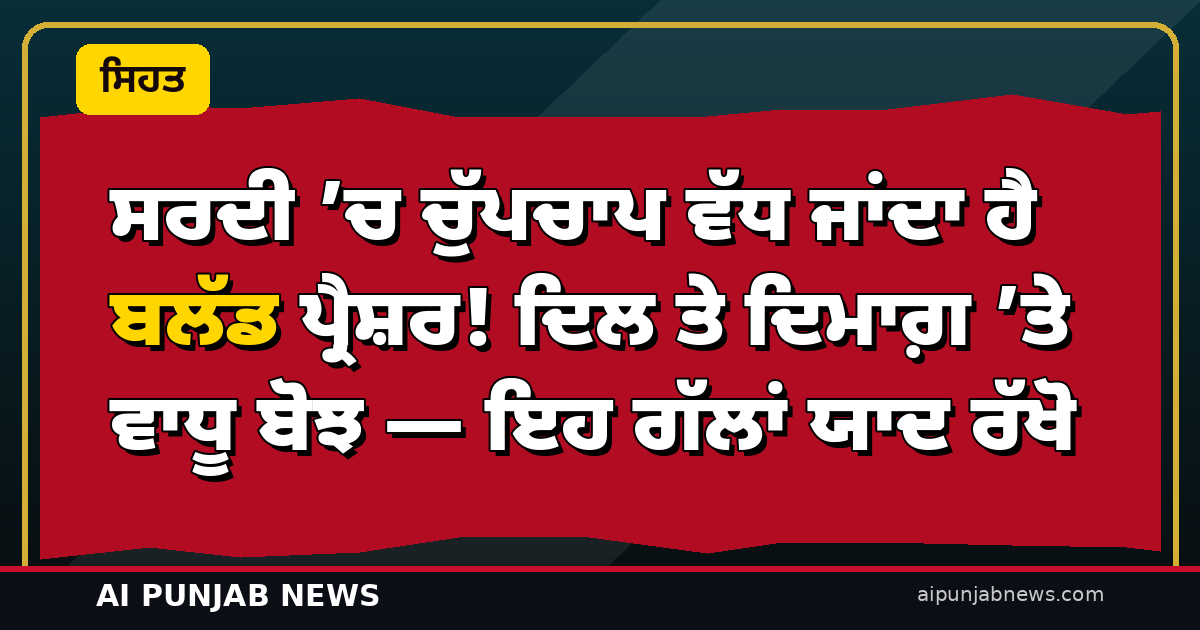 ਸਰਦੀ ’ਚ ਚੁੱਪਚਾਪ ਵੱਧ ਜਾਂਦਾ ਹੈ ਬਲੱਡ ਪ੍ਰੈਸ਼ਰ! ਦਿਲ ਤੇ ਦਿਮਾਗ਼ ’ਤੇ ਵਾਧੂ ਬੋਝ — ਇਹ ਗੱਲਾਂ ਯਾਦ ਰੱਖੋ
